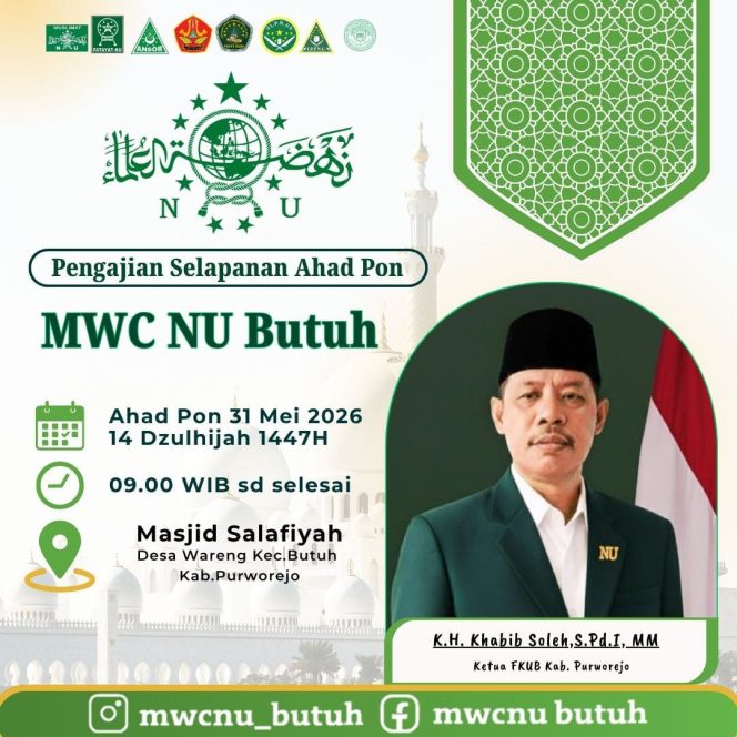 
					MWCNU Butuh Siap Gelar Pengajian Selapanan Ahad Pon di Masjid Salafiyah Wareng
